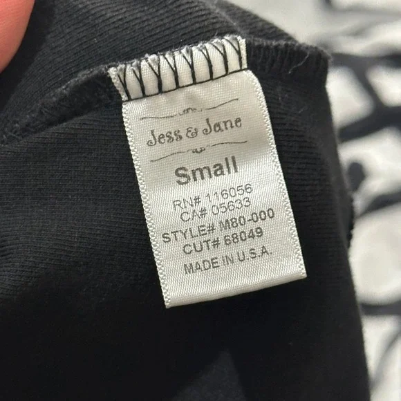 Lot of 2 - Jess & Jane Abstract Geometric 3/4 Sleeve Tops Black White Abstract S - Picture 15 of 15